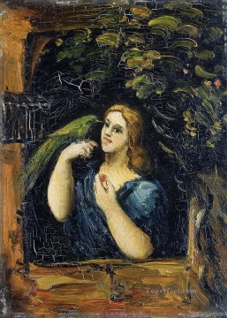 Paul Cezanne Painting - Woman with Parrot Paul Cezanne